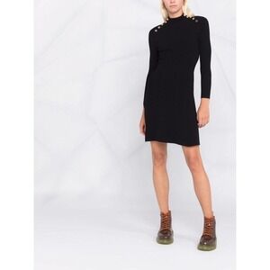 Maje black funnel-neck fitted jumper - Size 38